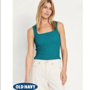 Old Navy Green Fitted Ribbed Tank Top size small